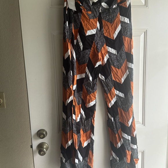Elevenses Anthropology wide leg brown and black chevron print pants - size 12 - Picture 5 of 7